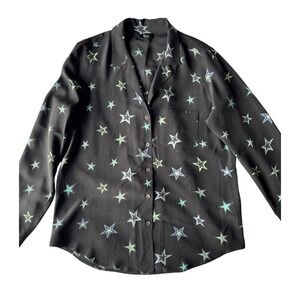 Rails Silk Rebel Black Cosmic Star Button Up Women's Size Medium